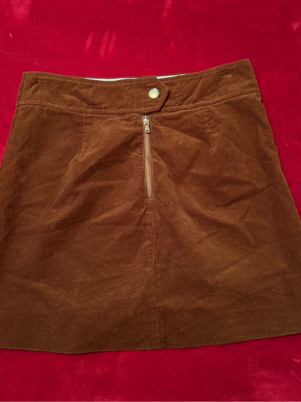 J.Crew Brown Corduroy Mini Skirt Size 6 Front Zipper A-Line Prep Dark Academia